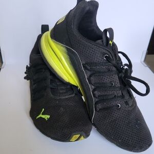 Puma Black and Lime Athletic Shoes